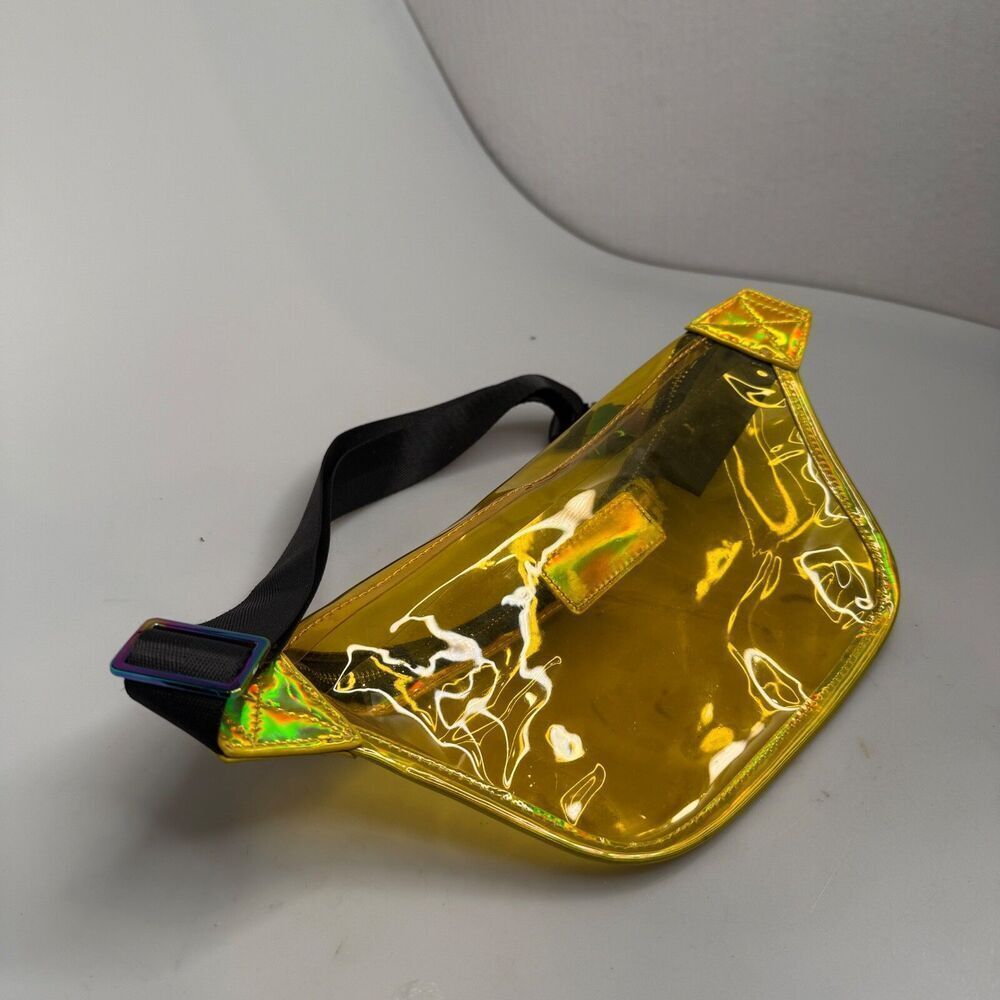 Like Dreams Yellow Clear Fanny Pack Waist Crossbody Bag 11"x6"x3" GUC Adjustable - Picture 9 of 16